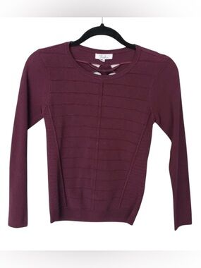 Parker Ribbed Knit Lace-Up Back Sweater Purple Bodycon Top Size L NWT